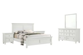 New Classic 00-044W-15N Tamarack - 6/6 King 5 Piece Bedroom Set (Bed, Dresser, Mirror, 2 Nightstands) - White