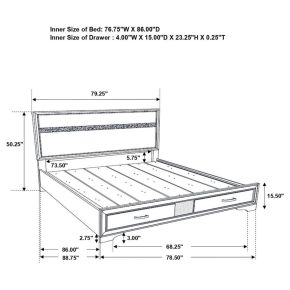 CoasterEveryday 206361KWB2 Miranda - California King Side Rails & Slats, Box 2 of 3 - Black