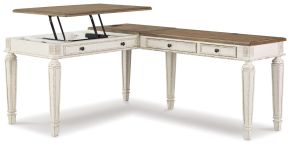Ashley Furniture H743H2 Realyn - L Shaped Desk With Lift Top - White / Brown