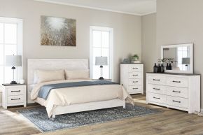 Signature Design by Ashley® B1190/31/36/72/97/92(2) Gerridan - 6 Pc. - Dresser, Mirror, King Panel Bed, 2 Nightstands - White / Gray
