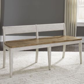 Liberty Furniture 652-C9000B Farmhouse Reimagined - Bench - Antique White / Chestnut Tops