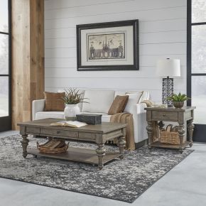 Liberty Furniture 615-OT-3PCS Americana Farmhouse - 3 Piece Set (1 Cocktail 2 End Tables) - Light Brown