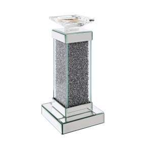 ACME 97615 Rekha - Accent Candleholder (2 Piece) - Mirrored & Faux Crystals - 13"