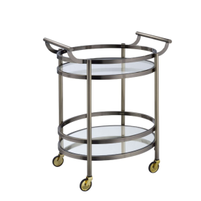 ACME 98190 Lakelyn - Serving Cart - Brushed Bronze & Clear Glass