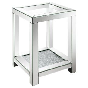 CoasterElevations 736217 Valentina - 1-Shelf Square Glass Top Side End Table - Silver
