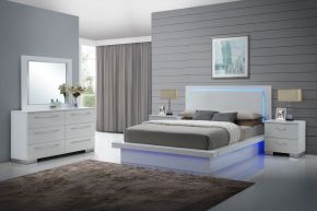 New Classic 00-2643-15N Sapphire - 6/6 Eastern King 5 Piece Bedroom Set (Bed & Dresser & Mirror & 2 Nightstands) - White
