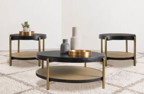 Coaster Fine Furniture 706198-S3 Arini - 3 Piece Round Coffee And End Table Set - Black
