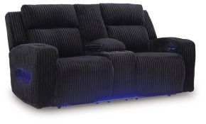 Ashley Furniture PC6420218 Forest Lake - Power Reclining Loveseat With Console / Adj Headrest - Black