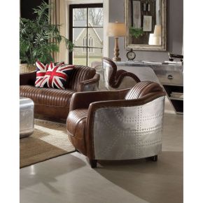 ACME 53547 Brancaster - Chair - Retro Brown Top Grain Leather & Aluminum