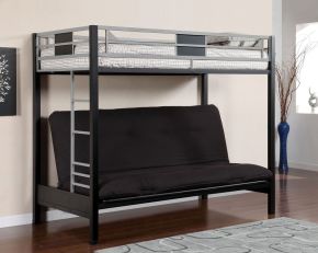 Furniture of America CM-BK1024 Clifton - Twin Size Loft Bed With Futon Base - Silver / Gun Metal
