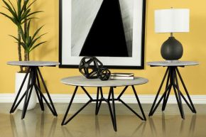 Coaster Fine Furniture 736178-S3 Hadi - 3 Piece Round Smarttop Coffee And End Table Set - Cement