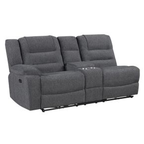 New Classic U2540-L25P1-GRY Redondo - LAF Console Loveseat With 2 Recliners Power - Dark Gray