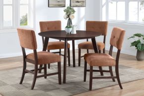 New Classic 40-D5348-DBR4C Tioga - 47" Round Dining Table & 4 Chairs - Brown
