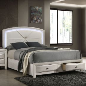 ACME BD05281EK Ramondi - Eastern King Bed With Storage & LED - Antique White