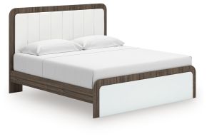 Ashley Furniture PCB1108B8 Kendanport - King Upholstered Bed - White / Brown