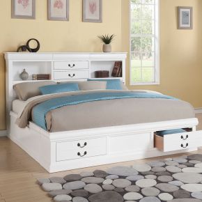 ACME 24490Q Louis Philippe III - Queen Bed With Storage - White