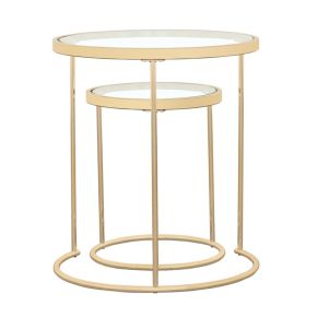 CoasterElevations 935936 Maylin - 2 Piece Round Glass Top Nesting Table Set - Gold