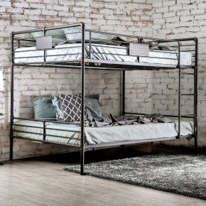 Furniture of America CM-BK913QQ-BED Olga - Queen Over Queen Bunk Bed - Antique Black