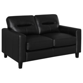 Coaster Fine Furniture 504665 Scotland - Faux Leather Upholstered Track Arm Loveseat - Black