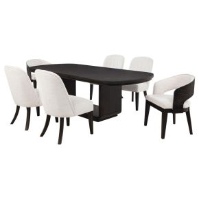 Coaster Fine Furniture 115391-S7 Leandro - 5 Piece Rectangular Dining Table Set - Cream / Burnished Black