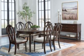 Signature Design by Ashley® D764/35/01(3)/60 Lavinton - 8 Pc. - Dining Room Extension Table, 6 Side Chairs, Server - Brown