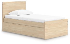 Signature Design by Ashley® EB9632B10 Onita - Twin Panel Platform Bed With 1 Side Storage - Natural