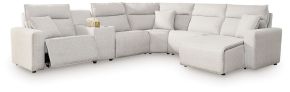 Ashley Furniture 65907S6 Ashley Furniture 65907S6 Modmax II - 6-Piece Power Reclining Sectional With RAF Press Back Power Chaise And Console - Stone