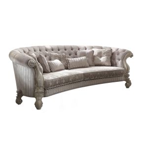 ACME 52085 ACME 52085 Versailles - 39" Sofa With 5 Pillows - Ivory Fabric & Bone White