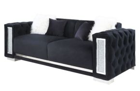 ACME 52525 Trislar - Sofa With 4 Pillows (Same Lv01397) - Black Velvet
