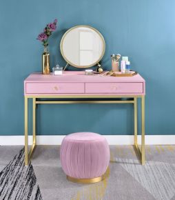 ACME AC00668 Coleen - Vanity Desk - Pink & Gold Finish