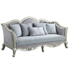 ACME LV01117 Qunsia - Sofa - Light Gray Linen & Champagne Finish
