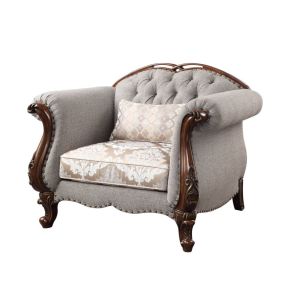 ACME 55367 Miyeon - Chair With Pillow - Fabric & Cherry