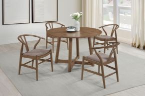 Coaster Fine Furniture 108471-S5 Dinah - 5 Piece Round Solid Wood Dining Set - Walnut