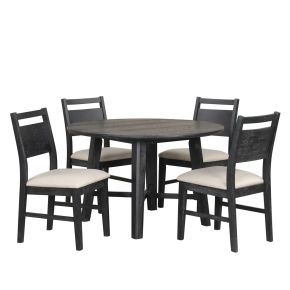 New Classic D4103-51S Sable Crest - 5 Piece Set (Round Dining Table & 4 Chairs) - Black