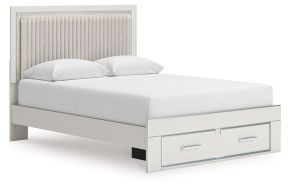 Signature Design by Ashley® PCB3381B4 Zuraleus - Queen Upholstered Panel Platform Storage Bed - White