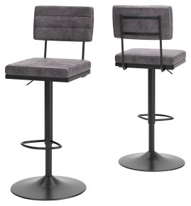 Signature Design by Ashley® D119-630 Strumford - Gray / Black - Tall Swivel Barstool (Set of 2) With Cushioned Back