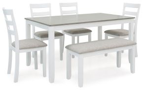 Signature Design by Ashley® D382-325 Stonehollow - White / Gray - Rectangular Drm Table Set (Set of 6)