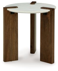 Signature Design by Ashley® T652-6 Isanti - White / Brown - Round End Table