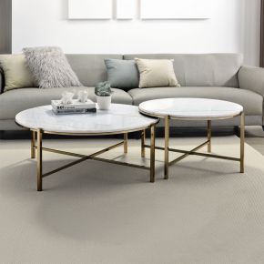 ACME LV02797 Zaidee - Nesting Table Set - Natural Marble Top & Nickel