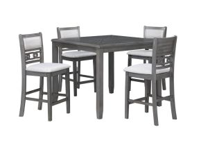 New Classic D1701-542-GRY Gia - 5 Piece Square Counter Dining Set (Table & 4 Chairs) - Gray