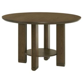 Coaster Fine Furniture 193660 Ottowa - Round Wood Dining Table With Shelf - Brown