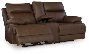 Signature Design by Ashley® U1040018 Vonryan - Power Reclining Loveseat With Console / Adj Headrest - Tobacco