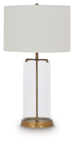 Signature Design by Ashley® L430954 Gizeh - Glass Table Lamp - Clear / Gold Finish
