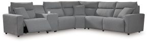Ashley Furniture 65906S10 Ashley Furniture 65906S10 Modmax II - 6-Piece Power Reclining Sectional With 2 Armless Chairs And Console - Salt And Pepper