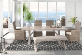 Signature Design by Ashley® P791/625/600/601(2)/601A(2) Beachcroft - 6 Pc. - Dining Set with Bench, Chairs - Beige