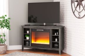 Signature Design by Ashley® W275/67/W100-02 Arlenbry - Gray - Corner TV Stand With Glass/Stone Fireplace Insert