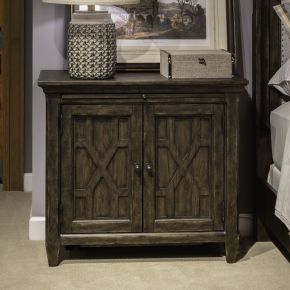 Liberty Furniture 297-BR63 Paradise Valley - 2 Door Bedside Chest With Charging Station - Saddle Brown