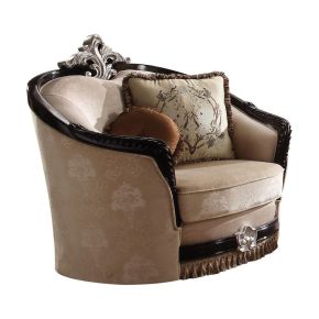 ACME 52112 Ernestine - Chair With 2 Pillows - Tan Fabric & Black