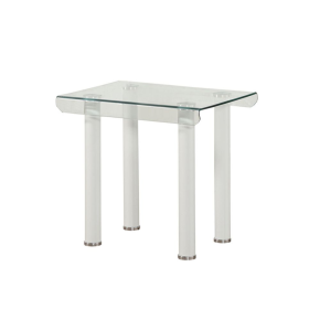 ACME 83671 Gordie - End Table - White & Clear Glass
