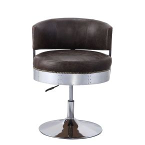 ACME 96268 Brancaster - Chair - Distress Chocolate Top Grain Leather & Chrome